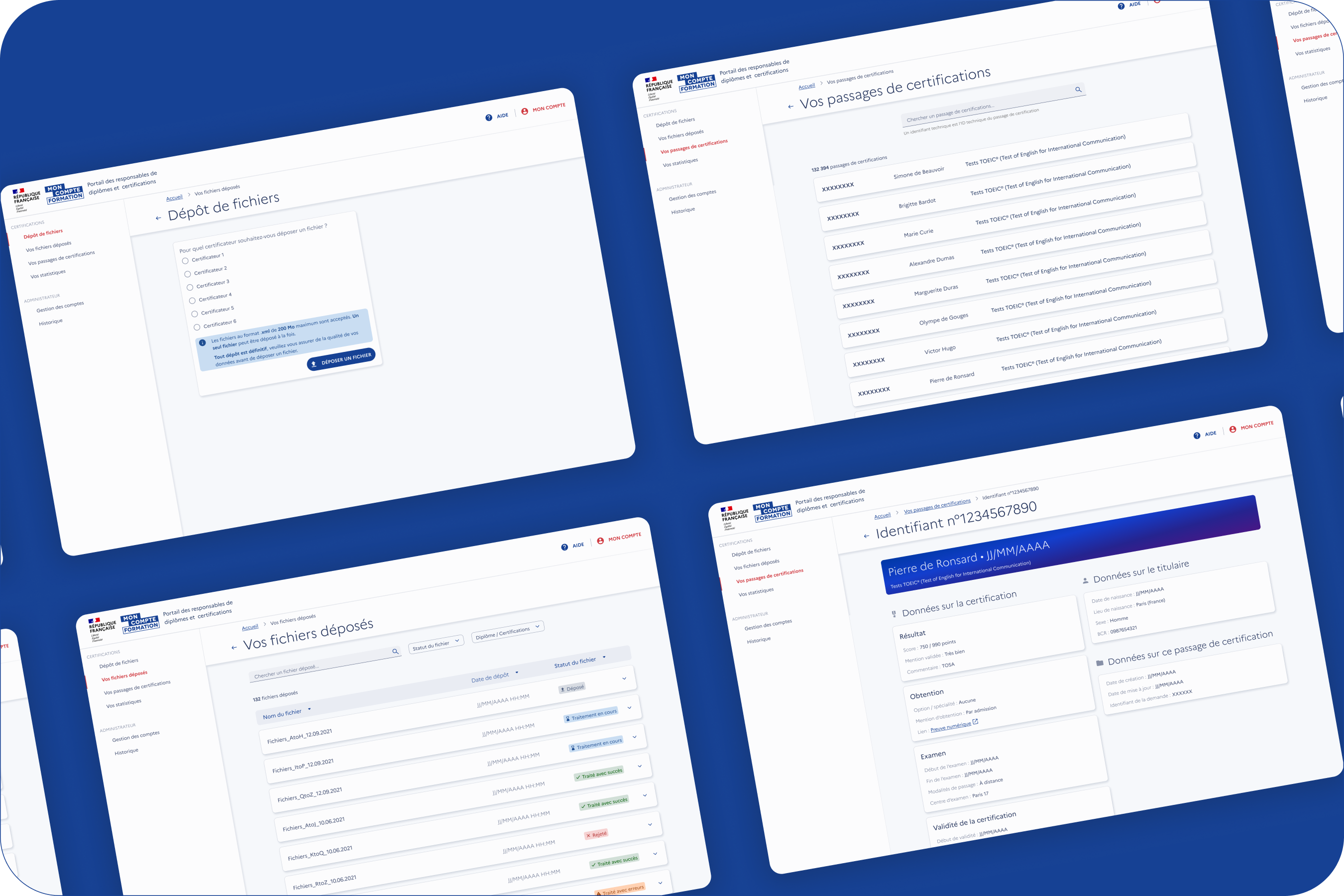 maquettes montrant l'interface graphique