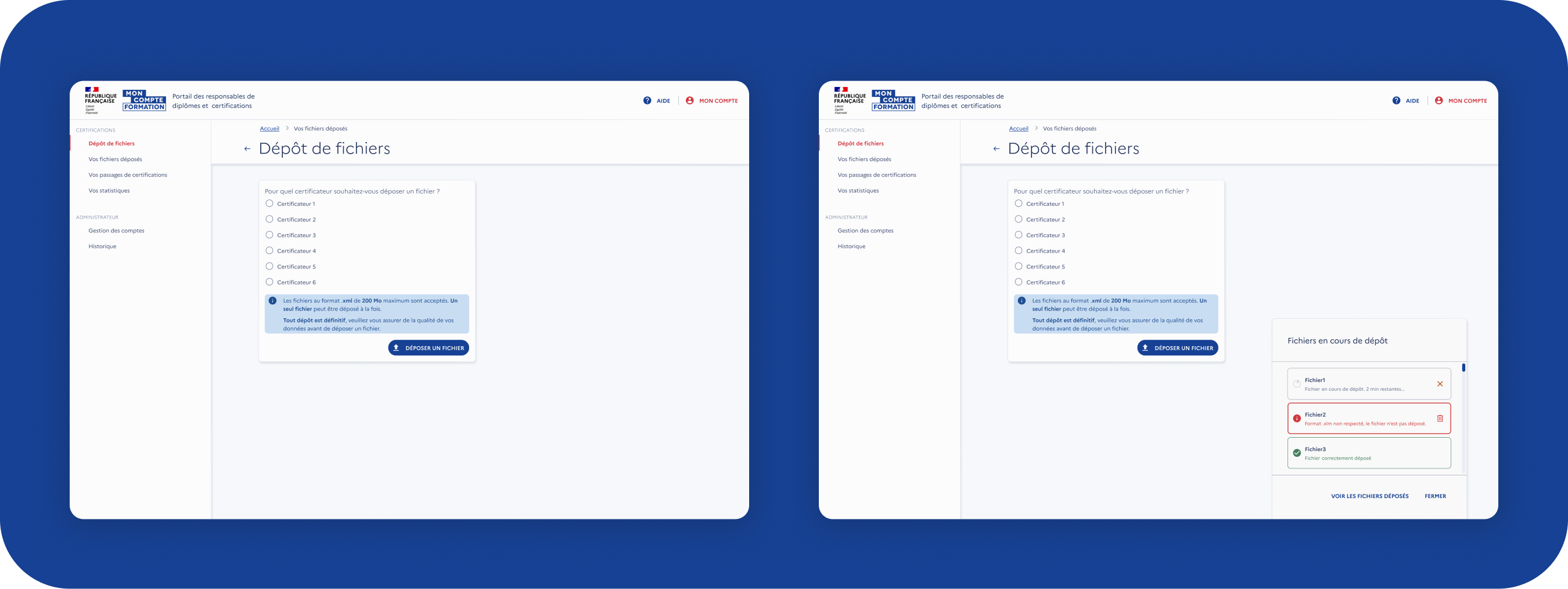 maquettes du dossier de formation, en version mobile & desktop