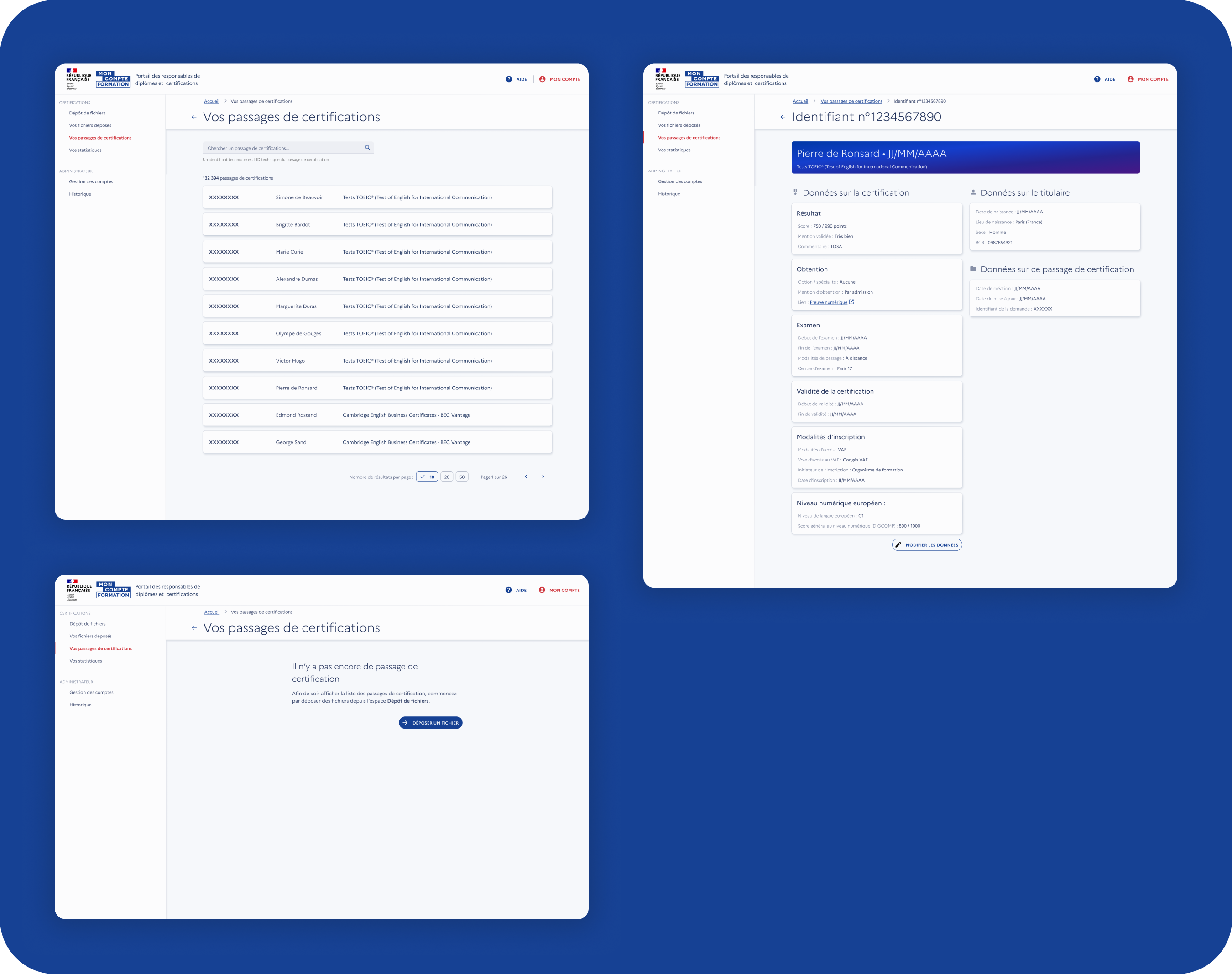 maquettes de la recherche de formation, en version mobile & desktop
