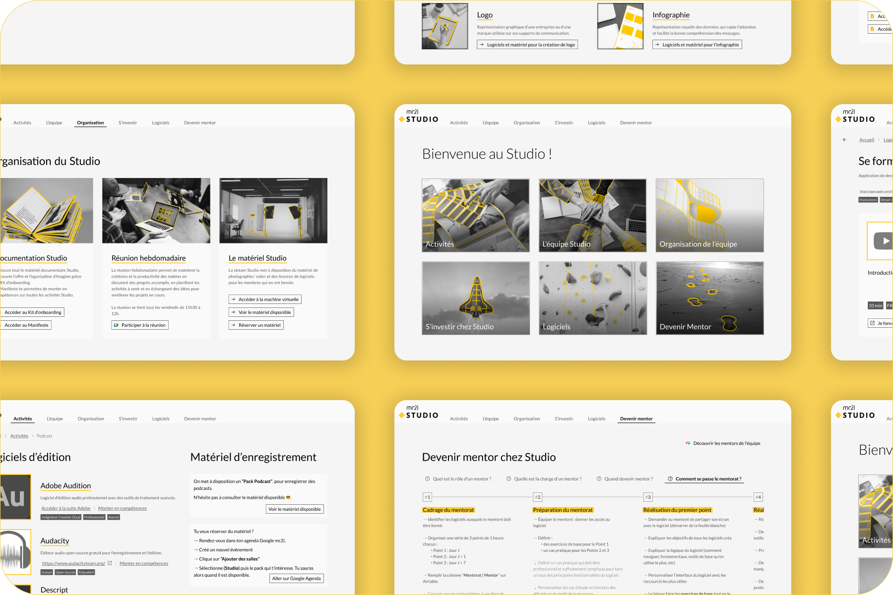 maquettes montrant l'interface graphique